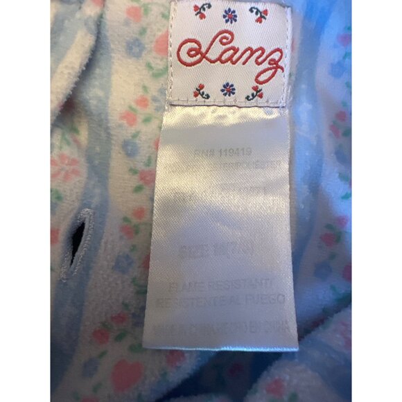 Lanz Nightgown Floral Striped Pattern Lace Trim Long Sleeve Girls Size M (7/8) - Picture 3 of 6